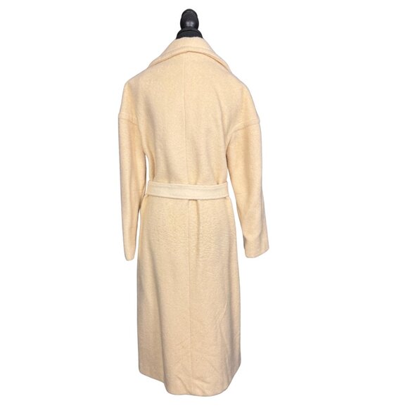 Vintage 70s Wool Trench, Cream Long Belted Overcoat, Pure Virgin Wool Peacoat - Picture 6 of 9